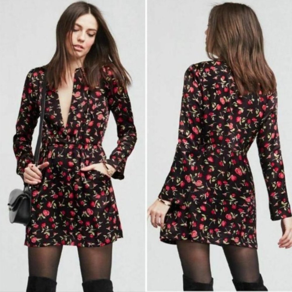 Reformation Hart Dress Divine Rose V-Neck Mini 4